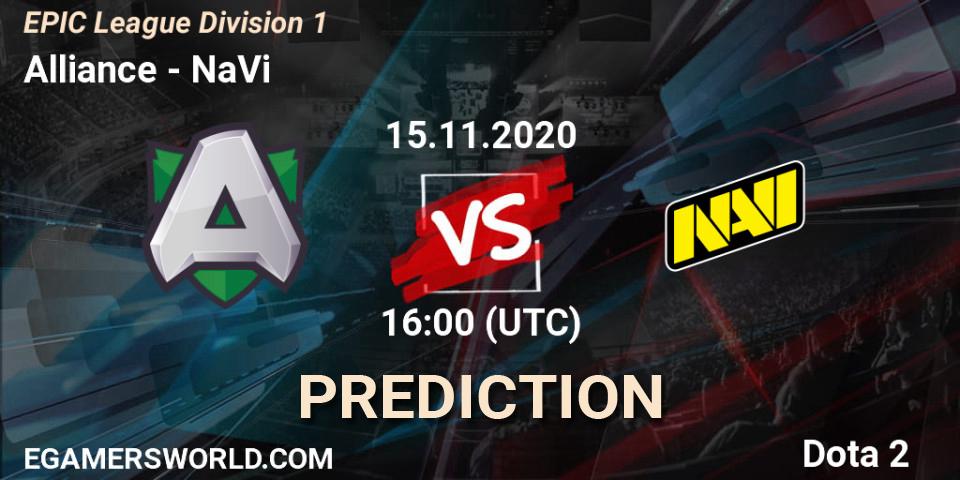 Alliance vs NaVi: Match Prediction. 15.11.2020 at 16:03, Dota 2, EPIC League Division 1