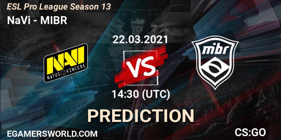 NaVi vs MIBR: Match Prediction. 22.03.21, CS2 (CS:GO), ESL Pro League Season 13