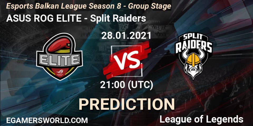 ASUS ROG ELITE vs Split Raiders: Match Prediction. 28.01.2021 at 21:35, LoL, Esports Balkan League Season 8 - Group Stage