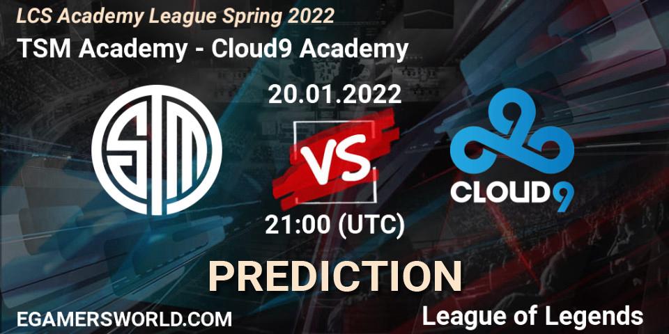 TSM Academy vs Cloud9 Academy: Match Prediction. 20.01.2022 at 21:00, LoL, LCS Academy League Spring 2022