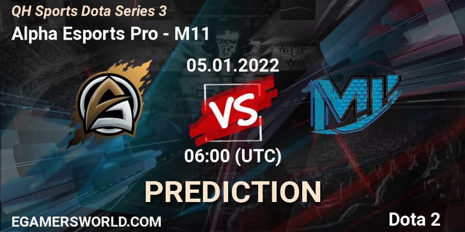 Alpha Esports Pro vs M11: Match Prediction. 05.01.2022 at 07:17, Dota 2, QH Sports Dota Series 3