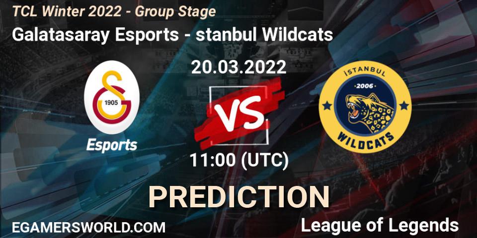 Galatasaray Esports vs İstanbul Wildcats: Match Prediction. 20.03.2022 at 11:00, LoL, TCL Winter 2022 - Group Stage