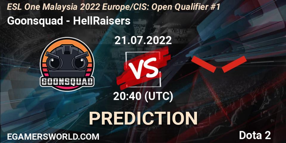 Goonsquad vs HellRaisers: Match Prediction. 21.07.2022 at 20:40, Dota 2, ESL One Malaysia 2022 Europe/CIS: Open Qualifier #1