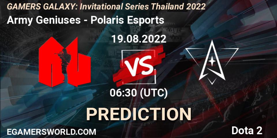 Army Geniuses vs Polaris Esports: Match Prediction. 19.08.22, Dota 2, GAMERS GALAXY: Invitational Series Thailand 2022