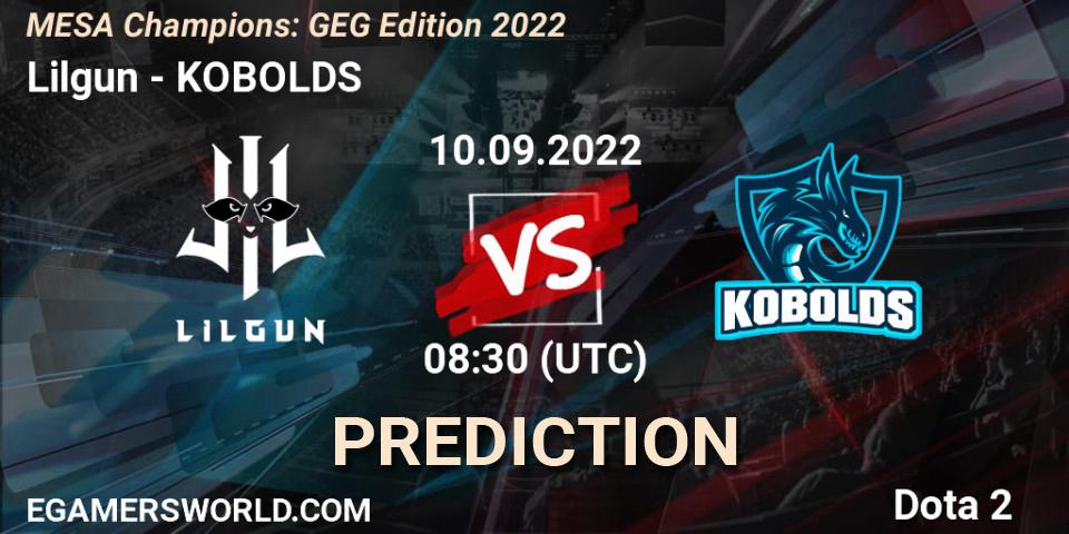 Lilgun vs KOBOLDS: Match Prediction. 10.09.2022 at 08:42, Dota 2, MESA Champions: GEG Edition 2022
