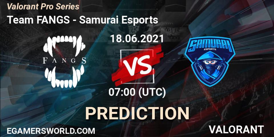 Team FANGS vs Samurai Esports: Match Prediction. 19.06.2021 at 05:30, VALORANT, Valorant Pro Series