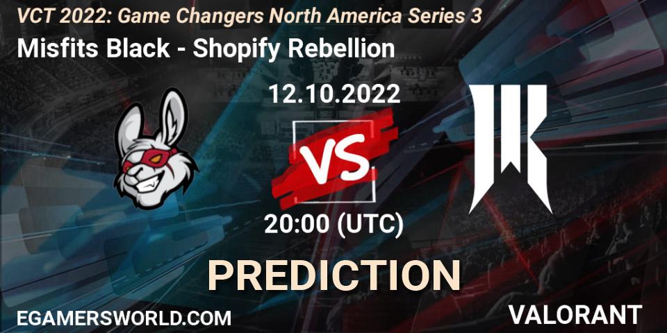 Misfits Black vs Shopify Rebellion: Match Prediction. 12.10.2022 at 20:10, VALORANT, VCT 2022: Game Changers North America Series 3