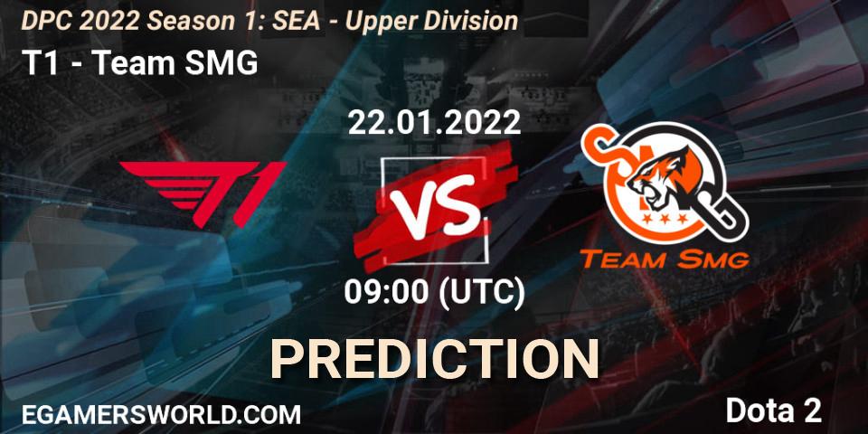 T1 vs Team SMG: Match Prediction. 22.01.2022 at 12:07, Dota 2, DPC 2022 Season 1: SEA - Upper Division