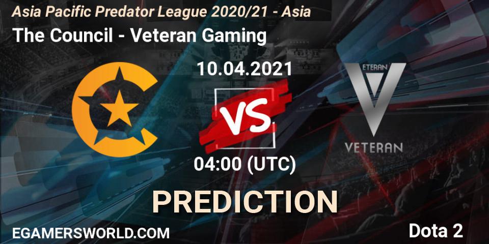 The Council vs Veteran Gaming: Match Prediction. 10.04.2021 at 04:01, Dota 2, Asia Pacific Predator League 2020/21 - Asia