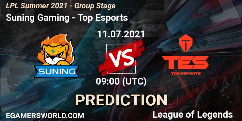 Suning Gaming vs Top Esports: Match Prediction. 11.07.2021 at 09:00, LoL, LPL Summer 2021 - Group Stage