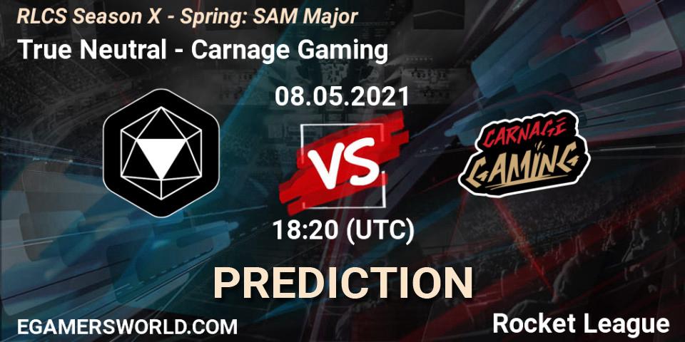 True Neutral vs Carnage Gaming: Match Prediction. 08.05.2021 at 18:20, Rocket League, RLCS Season X - Spring: SAM Major