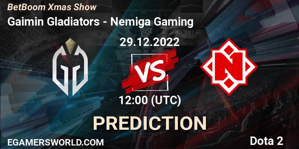 Gaimin Gladiators vs Nemiga Gaming: Match Prediction. 29.12.2022 at 12:01, Dota 2, BetBoom Xmas Show