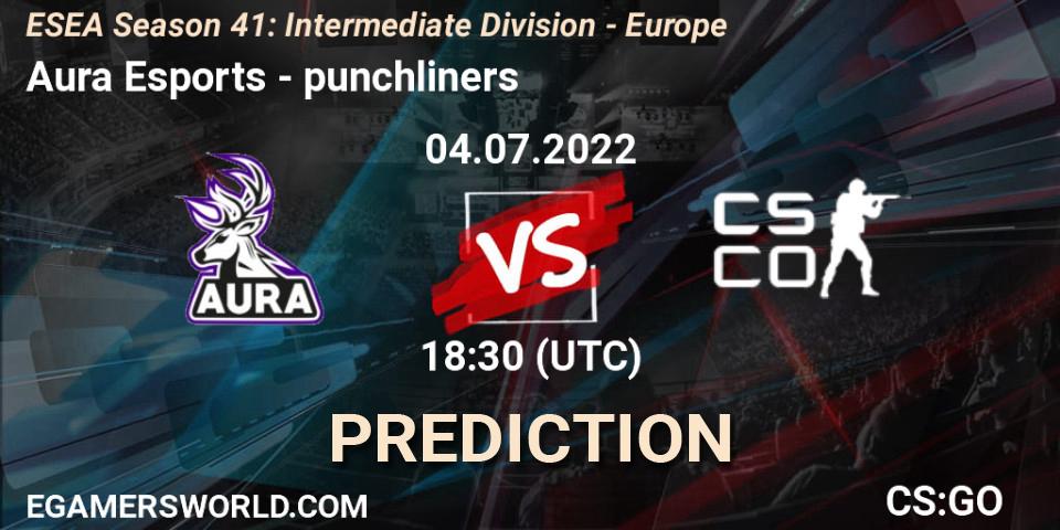 Aura Esports vs punchliners: Match Prediction. 04.07.2022 at 18:30, Counter-Strike (CS2), ESEA Season 41: Intermediate Division - Europe