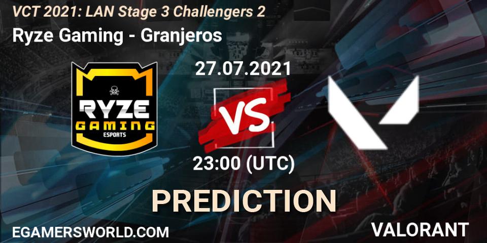 Ryze Gaming vs Granjeros: Match Prediction. 27.07.2021 at 23:00, VALORANT, VCT 2021: LAN Stage 3 Challengers 2