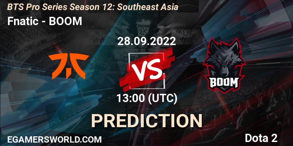 Fnatic vs BOOM: Match Prediction. 27.09.22, Dota 2, BTS Pro Series Season 12: Southeast Asia