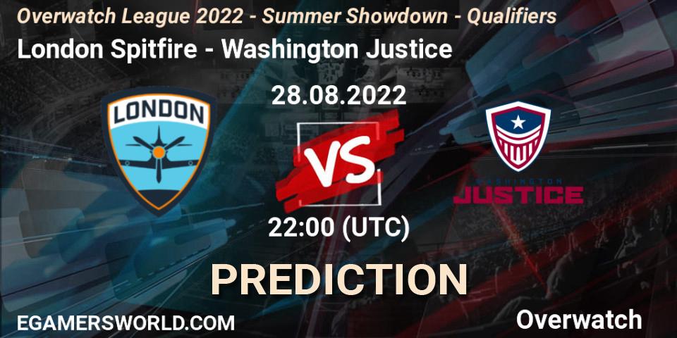 London Spitfire vs Washington Justice: Match Prediction. 28.08.2022 at 22:00, Overwatch, Overwatch League 2022 - Summer Showdown - Qualifiers