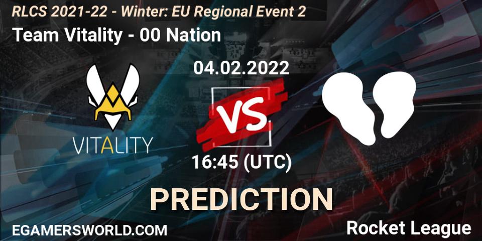 Team Vitality vs 00 Nation: Match Prediction. 04.02.2022 at 16:45, Rocket League, RLCS 2021-22 - Winter: EU Regional Event 2