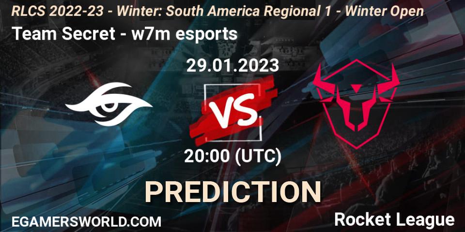 Team Secret vs w7m esports: Match Prediction. 29.01.2023 at 20:00, Rocket League, RLCS 2022-23 - Winter: South America Regional 1 - Winter Open
