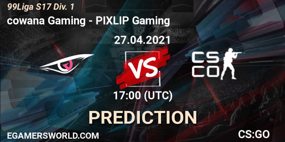 cowana Gaming vs PIXLIP Gaming: Match Prediction. 27.04.2021 at 17:00, Counter-Strike (CS2), 99Liga S17 Div. 1