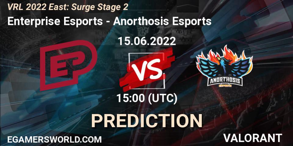 Enterprise Esports vs Anorthosis Esports: Match Prediction. 15.06.2022 at 15:00, VALORANT, VRL 2022 East: Surge Stage 2
