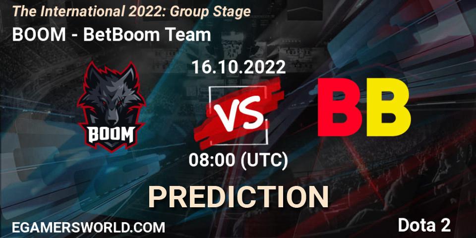 BOOM vs BetBoom Team: Match Prediction. 16.10.22, Dota 2, The International 2022: Group Stage