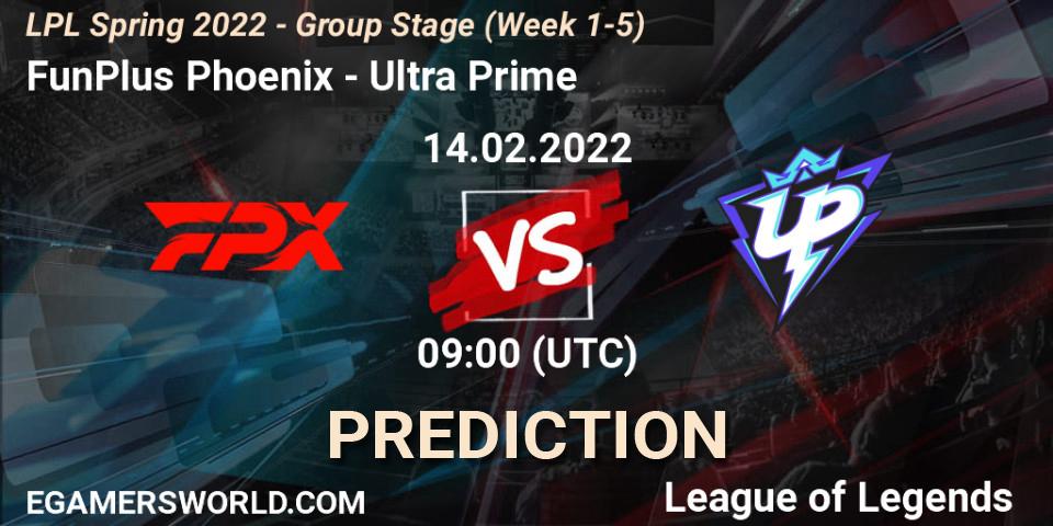 FunPlus Phoenix vs Ultra Prime: Match Prediction. 14.02.2022 at 09:00, LoL, LPL Spring 2022 - Group Stage (Week 1-5)