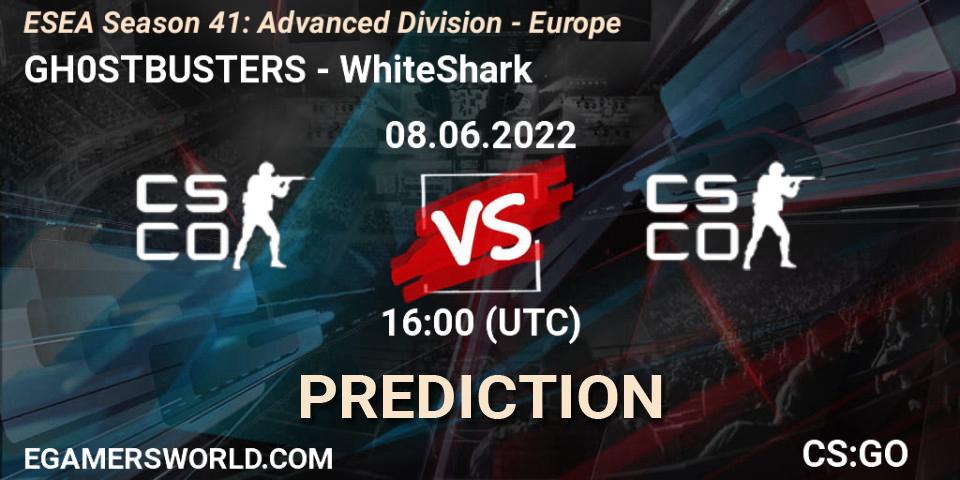 GH0STBUSTERS vs WhiteShark: Match Prediction. 08.06.2022 at 16:00, Counter-Strike (CS2), ESEA Season 41: Advanced Division - Europe