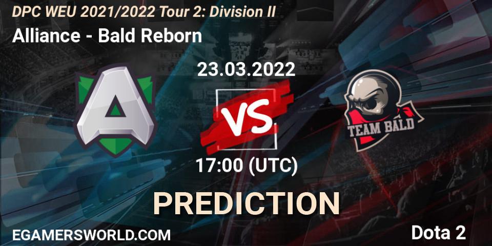 Alliance vs Bald Reborn: Match Prediction. 23.03.2022 at 16:55, Dota 2, DPC 2021/2022 Tour 2: WEU Division II (Lower) - DreamLeague Season 17