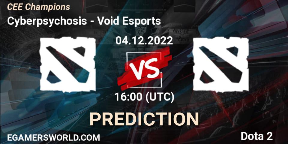 Cyberpsychosis vs Void Esports: Match Prediction. 04.12.2022 at 16:00, Dota 2, CEE Champions