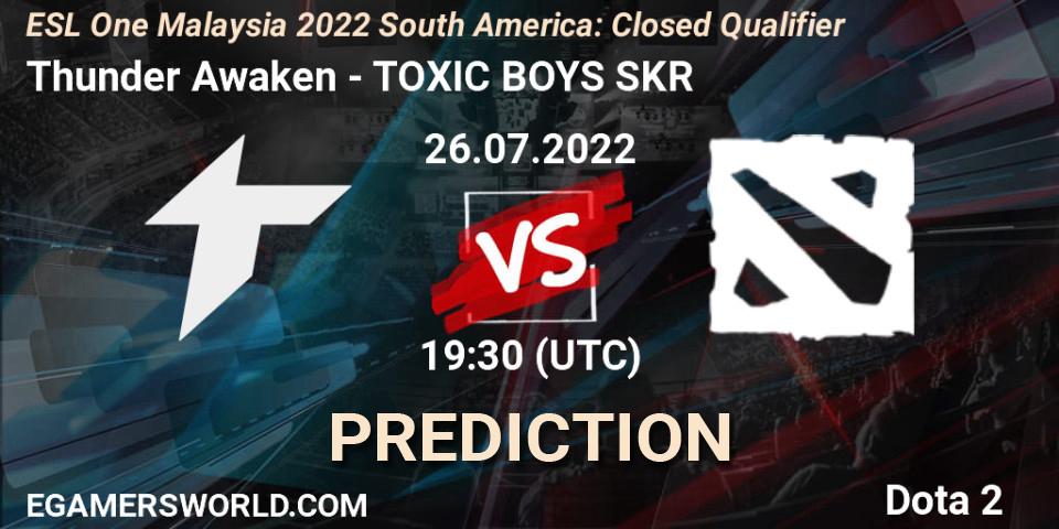 Thunder Awaken vs TOXIC BOYS SKR: Match Prediction. 26.07.2022 at 19:30, Dota 2, ESL One Malaysia 2022 South America: Closed Qualifier