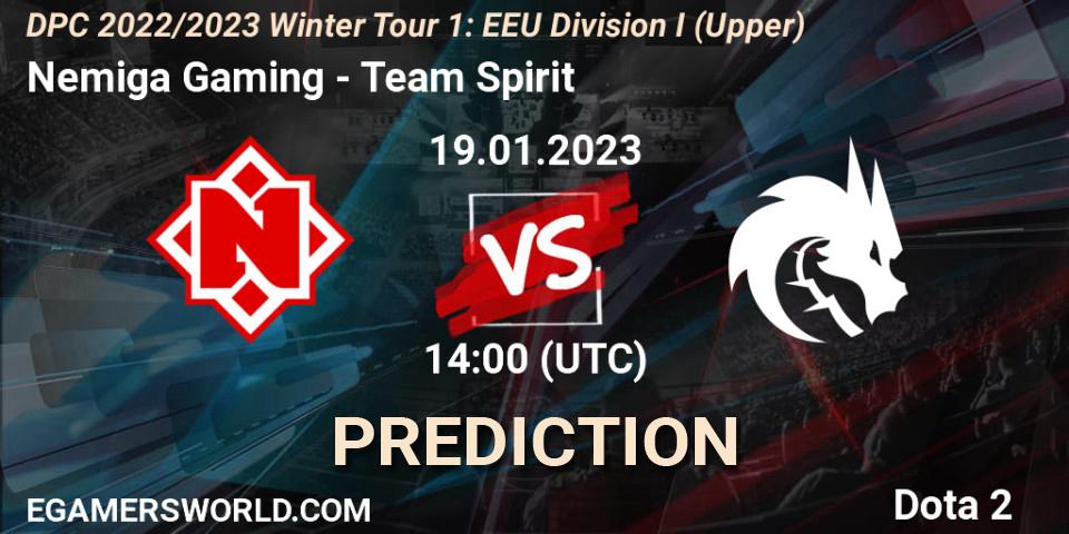 Nemiga Gaming vs Team Spirit: Match Prediction. 19.01.2023 at 14:00, Dota 2, DPC 2022/2023 Winter Tour 1: EEU Division I (Upper)