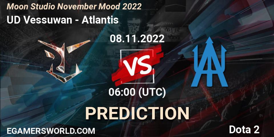 UD Vessuwan vs Atlantis: Match Prediction. 08.11.2022 at 06:01, Dota 2, Moon Studio November Mood 2022