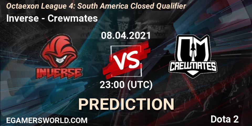 Inverse vs Crewmates: Match Prediction. 08.04.2021 at 23:04, Dota 2, Octaexon League 4: South America Closed Qualifier