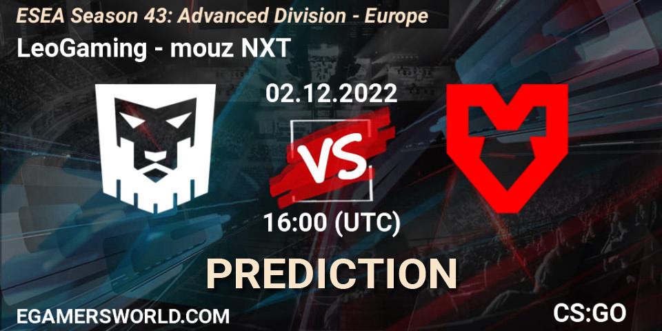 LeoGaming vs mouz NXT: Match Prediction. 02.12.22, CS2 (CS:GO), ESEA Season 43: Advanced Division - Europe