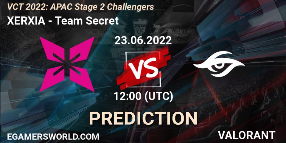 XERXIA vs Team Secret: Match Prediction. 23.06.2022 at 12:00, VALORANT, VCT 2022: APAC Stage 2 Challengers