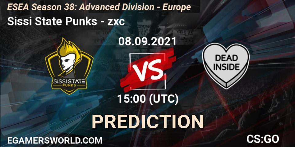 Sissi State Punks vs zxc: Match Prediction. 08.09.2021 at 15:00, Counter-Strike (CS2), ESEA Season 38: Advanced Division - Europe