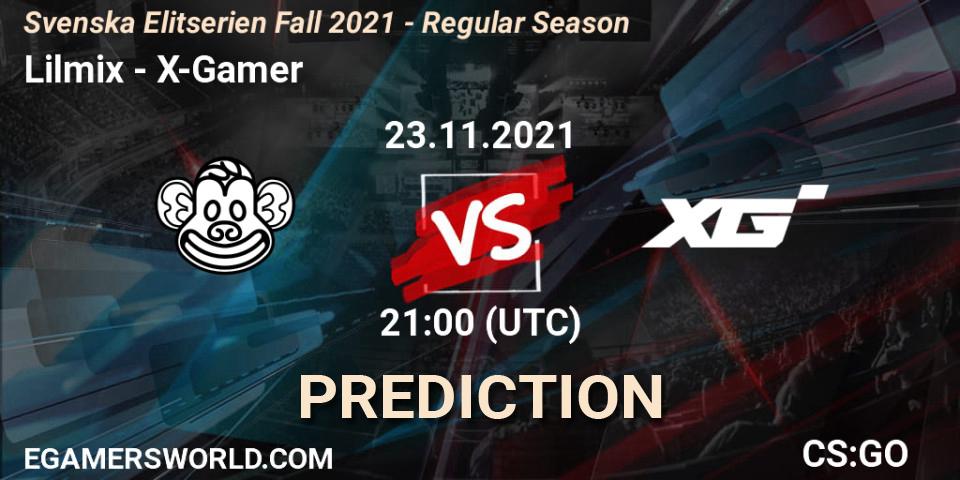 Lilmix vs X-Gamer: Match Prediction. 23.11.2021 at 21:00, Counter-Strike (CS2), Svenska Elitserien Fall 2021 - Regular Season
