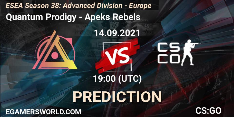 Quantum Prodigy vs Apeks Rebels: Match Prediction. 14.09.2021 at 19:00, Counter-Strike (CS2), ESEA Season 38: Advanced Division - Europe