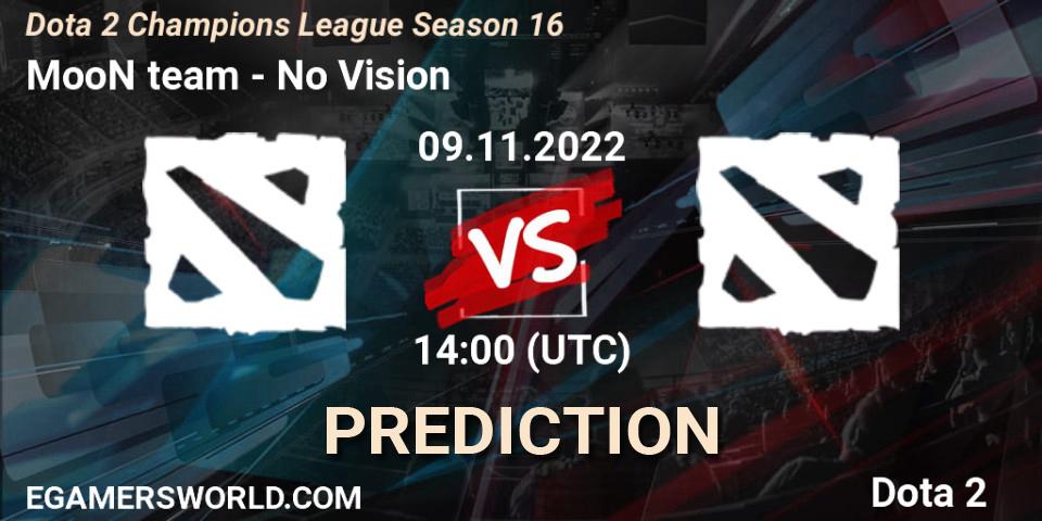 MooN team vs No Vision: Match Prediction. 09.11.2022 at 14:18, Dota 2, Dota 2 Champions League Season 16