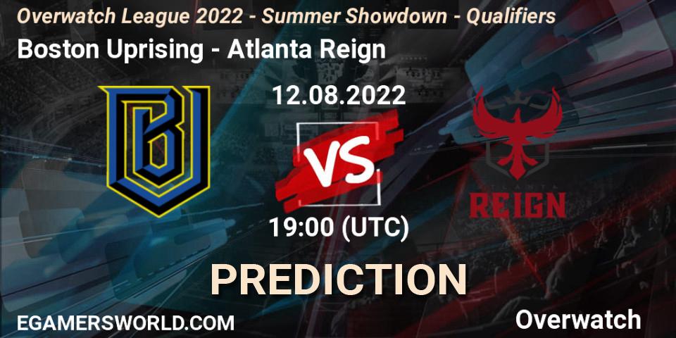 Boston Uprising vs Atlanta Reign: Match Prediction. 12.08.2022 at 19:00, Overwatch, Overwatch League 2022 - Summer Showdown - Qualifiers