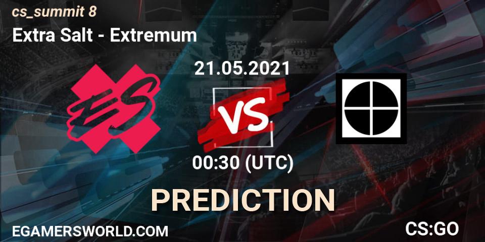 Extra Salt vs Extremum: Match Prediction. 21.05.2021 at 02:00, Counter-Strike (CS2), cs_summit 8