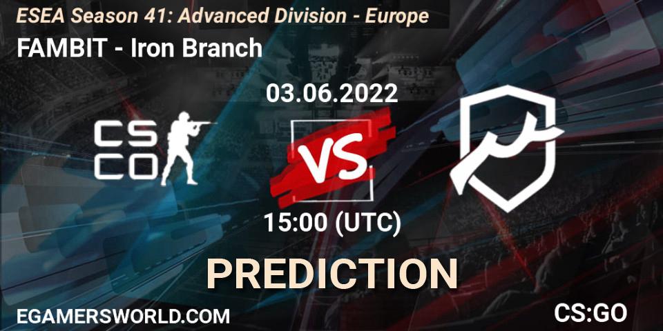 FAMBIT vs Iron Branch: Match Prediction. 03.06.2022 at 15:00, Counter-Strike (CS2), ESEA Season 41: Advanced Division - Europe