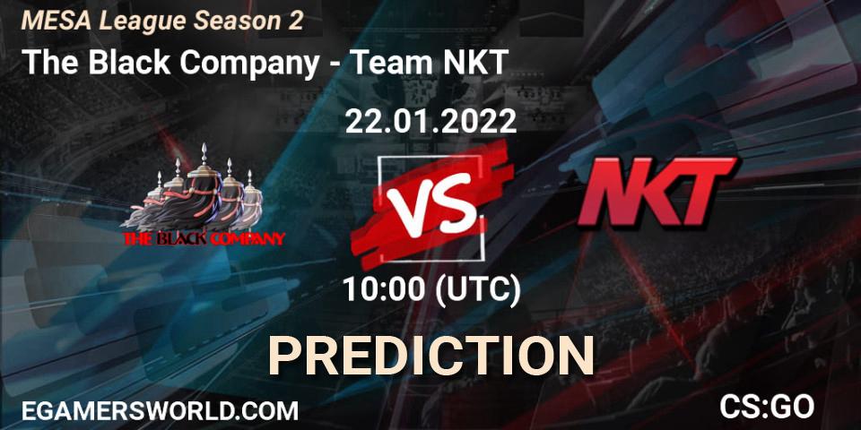 The Black Company vs Team NKT: Match Prediction. 22.01.2022 at 07:00, Counter-Strike (CS2), MESA League Season 2