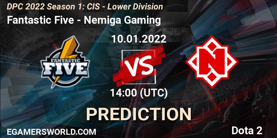 Fantastic Five vs Nemiga Gaming: Match Prediction. 10.01.2022 at 14:00, Dota 2, DPC 2022 Season 1: CIS - Lower Division