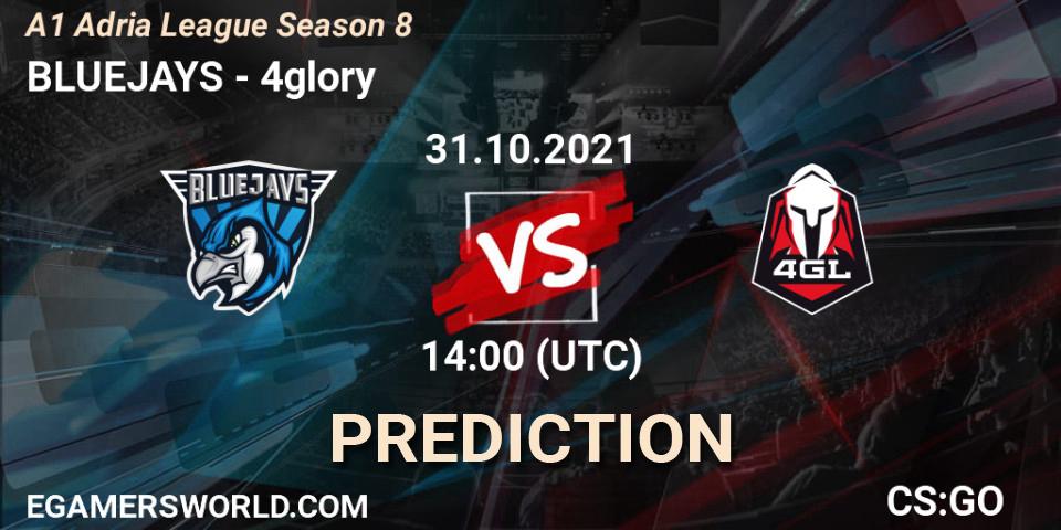 BLUEJAYS vs 4glory: Match Prediction. 31.10.2021 at 15:00, Counter-Strike (CS2), A1 Adria League Season 8