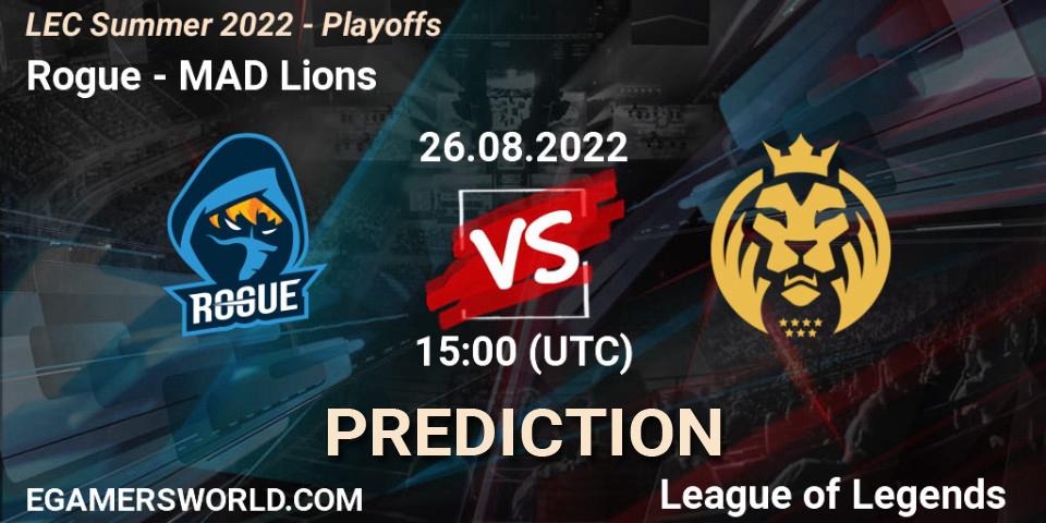 Rogue vs MAD Lions: Match Prediction. 26.08.2022 at 16:00, LoL, LEC Summer 2022 - Playoffs