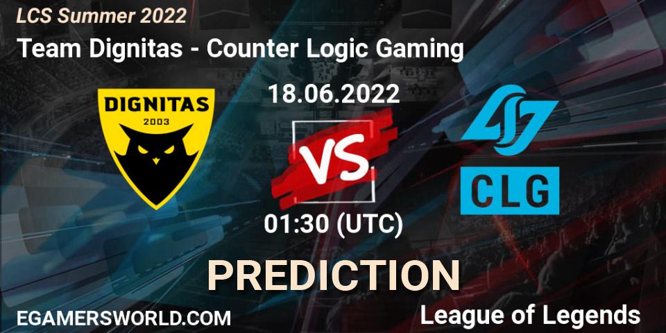 Team Dignitas vs Counter Logic Gaming: Match Prediction. 18.06.2022 at 01:30, LoL, LCS Summer 2022
