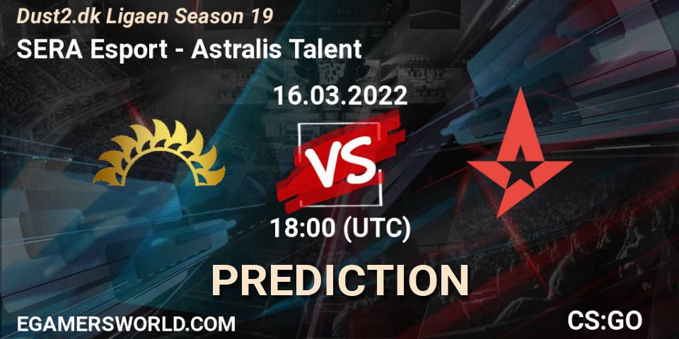 SERA Esport vs Astralis Talent: Match Prediction. 16.03.2022 at 18:00, Counter-Strike (CS2), Dust2.dk Ligaen Season 19