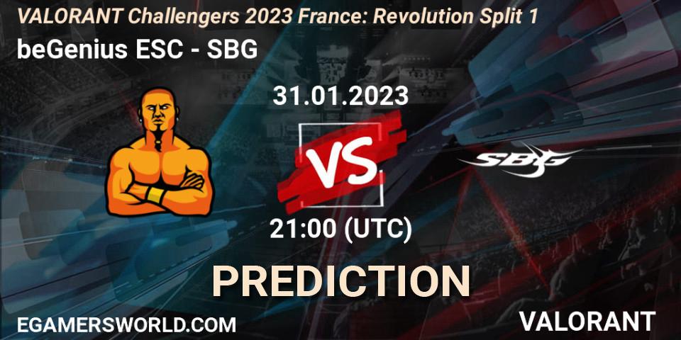 beGenius ESC vs SBG: Match Prediction. 31.01.23, VALORANT, VALORANT Challengers 2023 France: Revolution Split 1