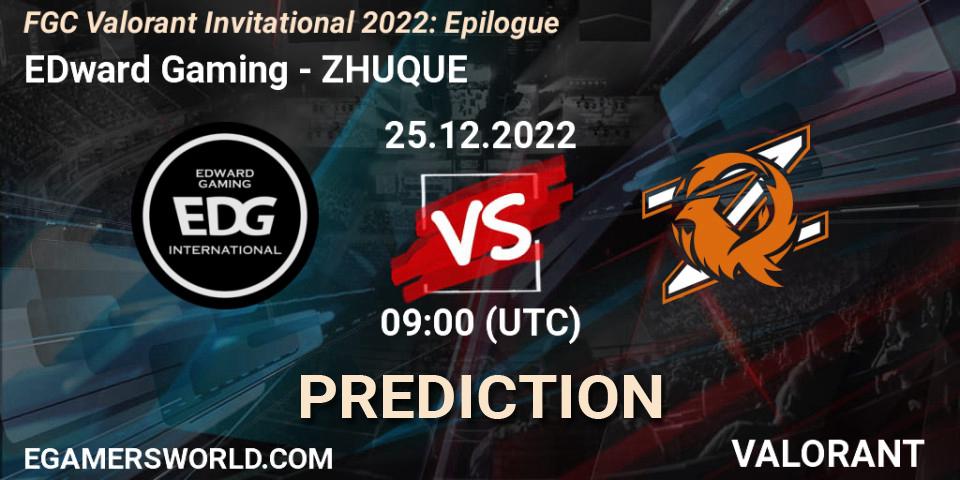 EDward Gaming vs ZHUQUE: Match Prediction. 25.12.2022 at 09:00, VALORANT, FGC Valorant Invitational 2022: Epilogue